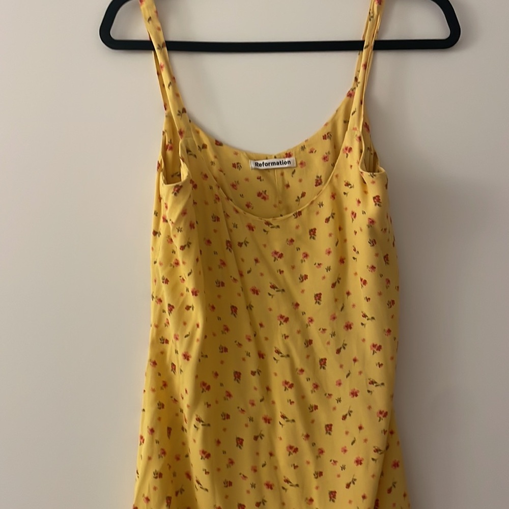Reformation yellow floral mini shift dress tank 4